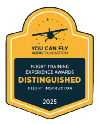 AOPA Flight Training Experience Award Distinguished Flight Instructor 2025 badge
