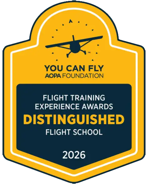 AOPA Flight Training Experience Award 2026 Distinguished Flight School Badge