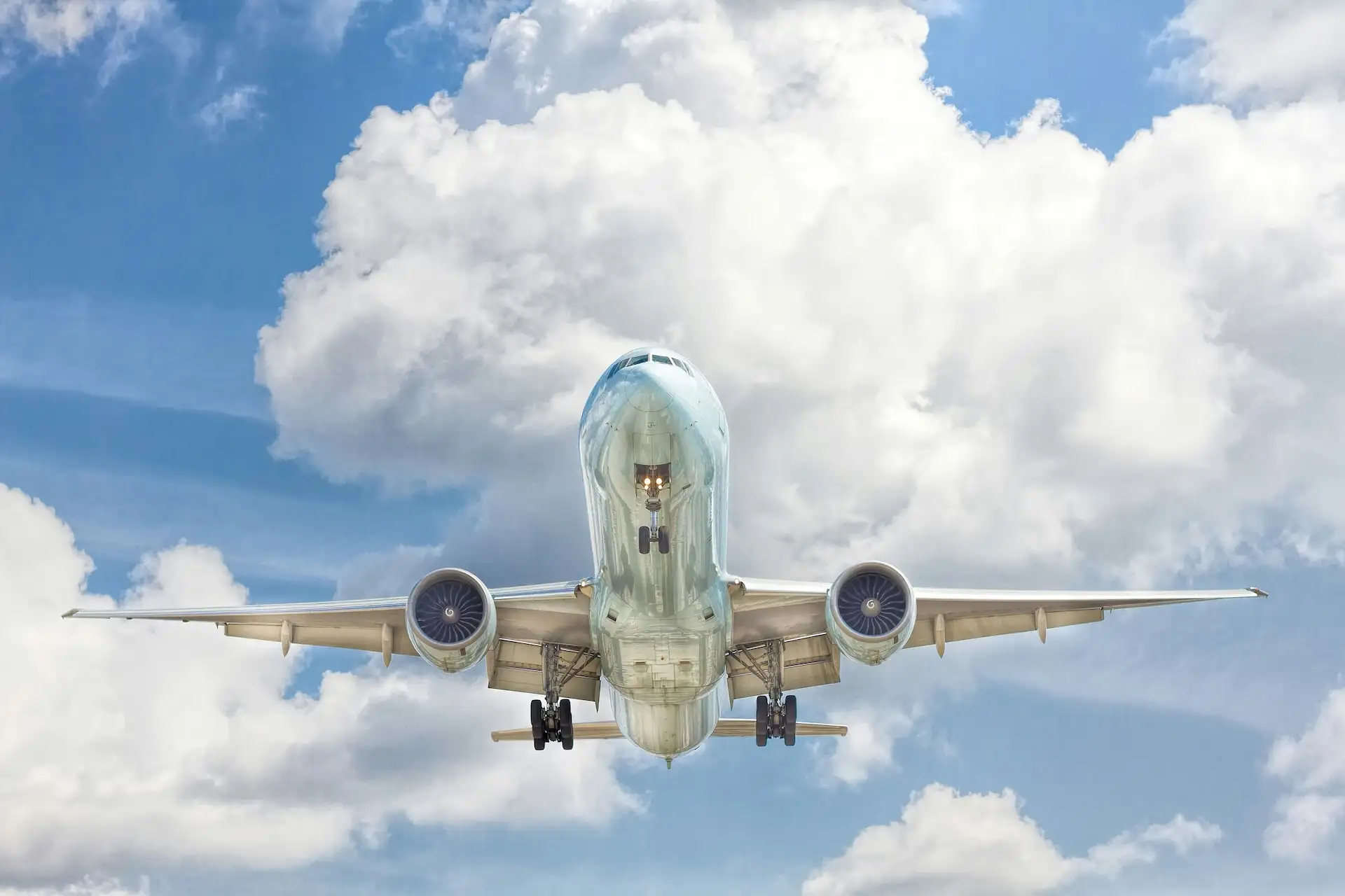 sun city aviation academy airline plane landing view from below