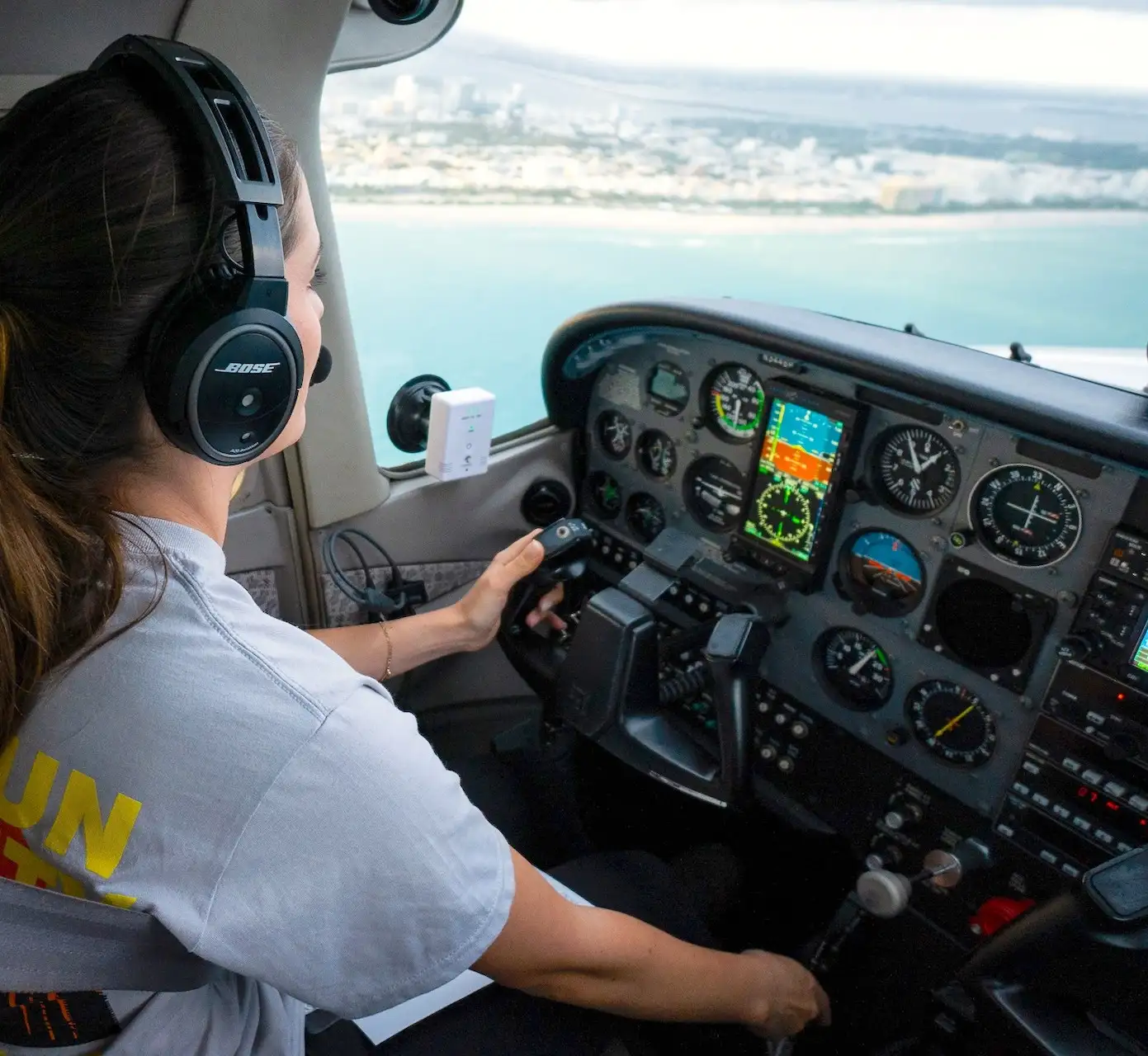 Sun City Aviation Academy instructor and student during flight training