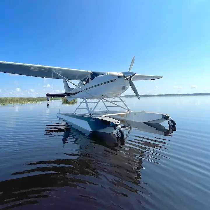 sun city aviation seaplane floating on the water