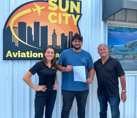 Sun City commercial student passing his commercial checkride