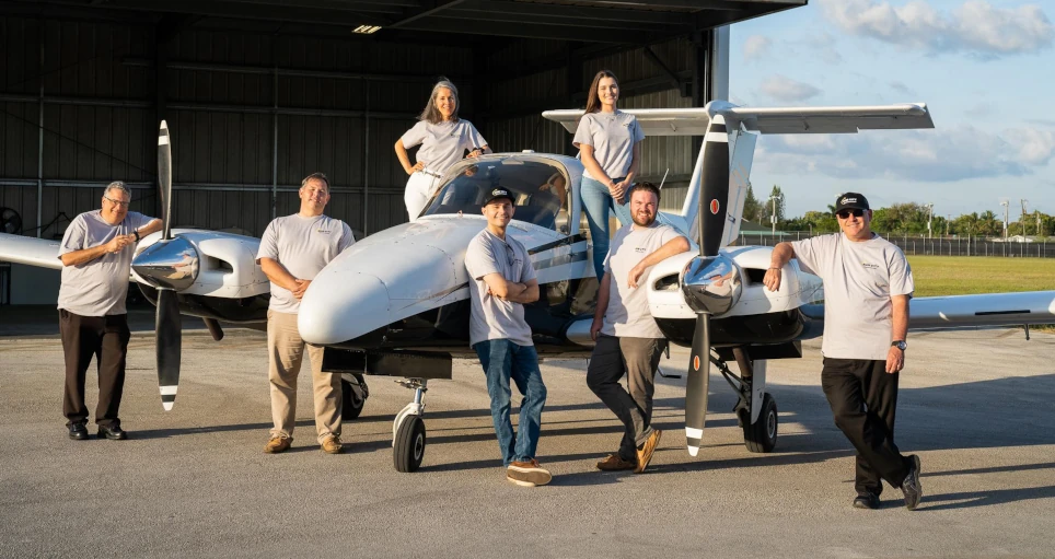 Sun City Aviation Academy team with their multi engine airplane