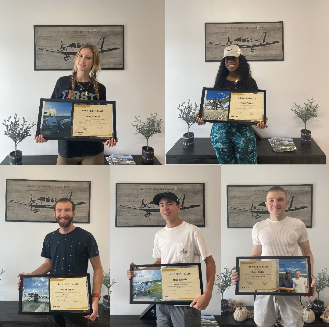 Collage of Sun City Aviation Academy students with their certificates