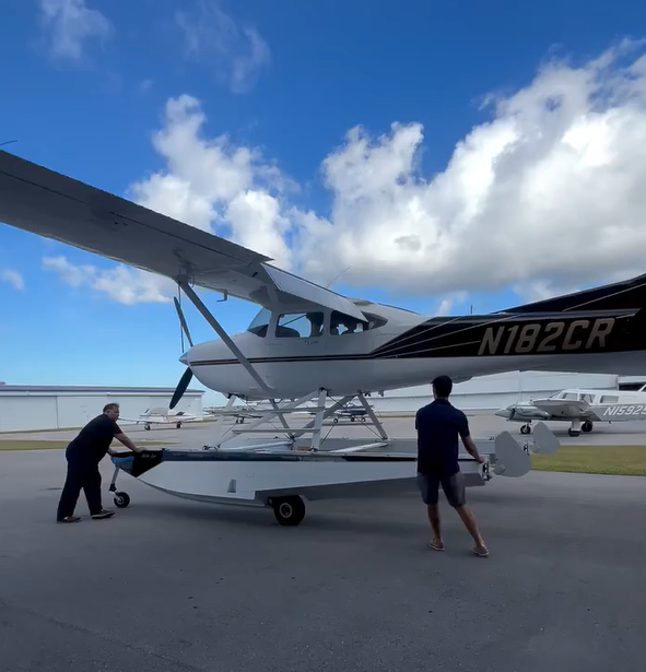 Seaplane training on Florida freshwater lake at Sun City Aviation Academy Melbourne Seaplane Base